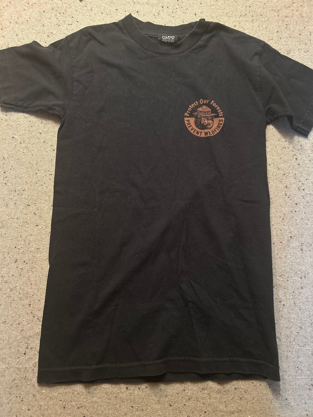Filson Smokey the Bear Unisex Tshirt Black Small USA Made